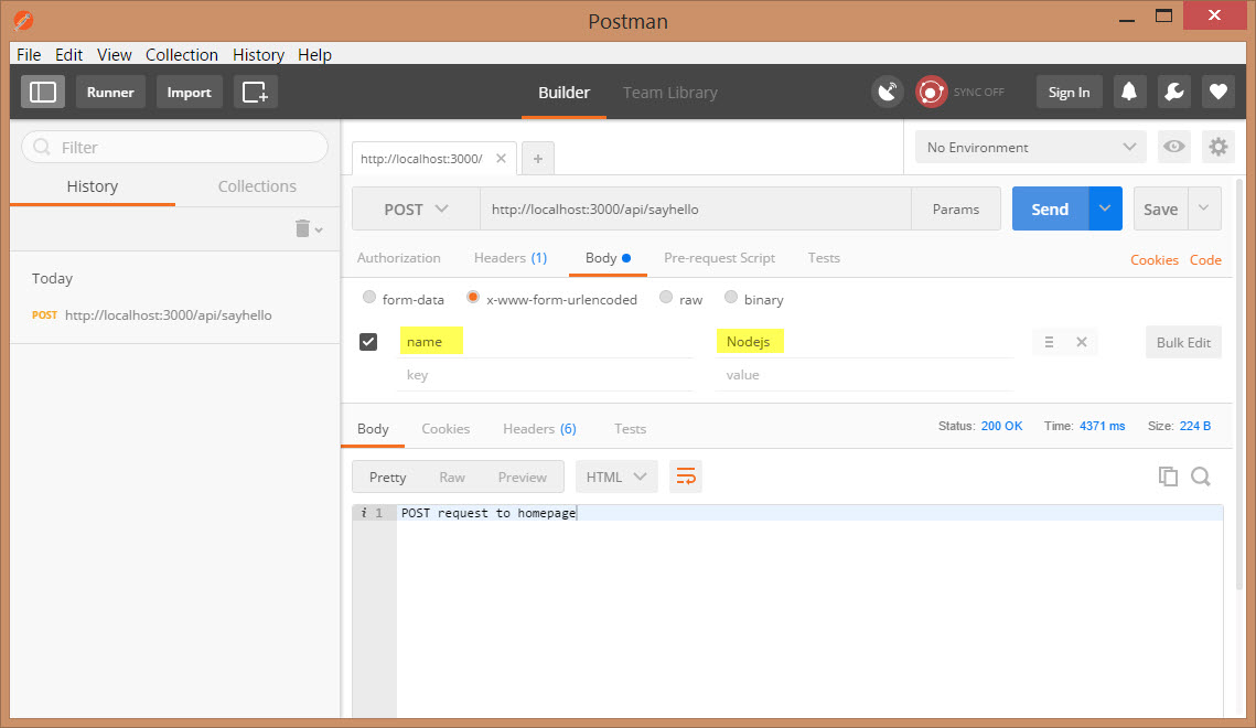 Post-Anfrage mit Postman